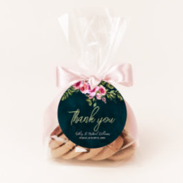 Étiquettes Cadeau Classic Emerald Vert Floral Dark Moody Mariage