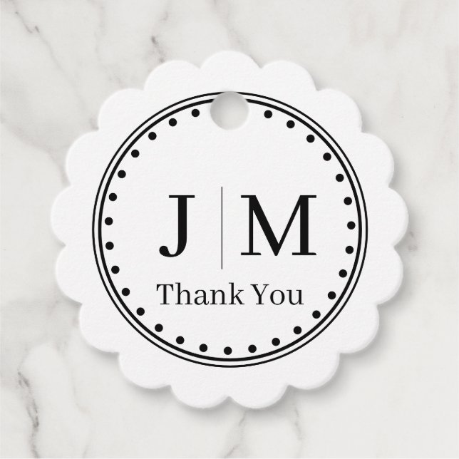 Étiquettes Cadeau Classic Monogram Wedding Border line (Devant)