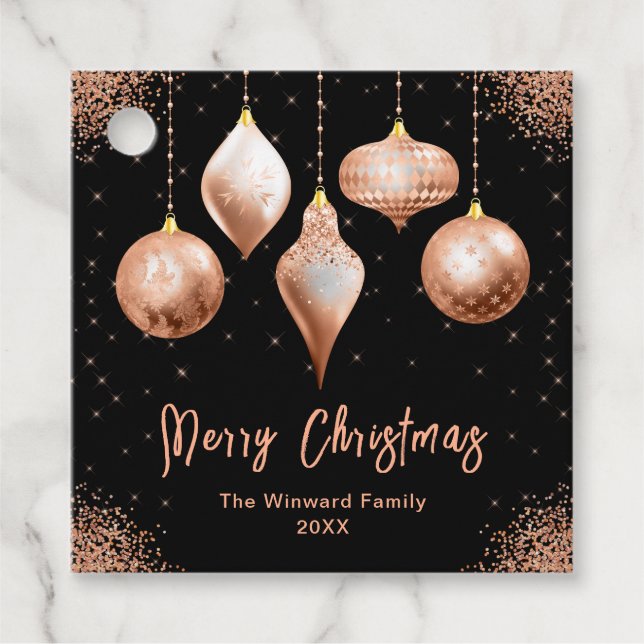 Étiquettes Cadeau Classic Rose Gold Ornament Christmas (Devant)