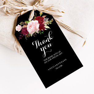 Étiquettes-cadeau Classic Tropical Noir et Merci Bourgogne