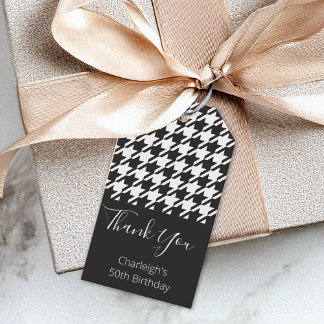 Étiquettes-cadeau Classique Moderne Noir Blanc Damier Merci