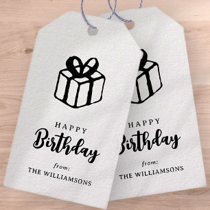 Étiquettes-cadeau Classique Typographie Simple Joyeux voeux d'annive