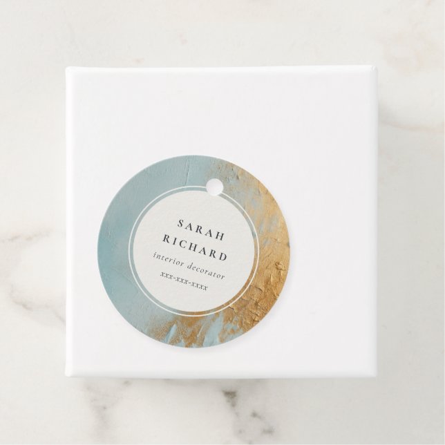 Étiquettes Cadeau Classy Artisan Blue Gold Paint Business (En situation)