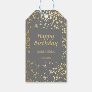 Étiquettes-cadeau Classy Egypt Gold arrose gris anniversaire