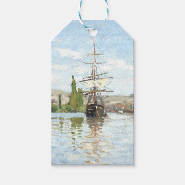 Étiquettes-cadeau Claude Monet. Navires à cheval sur la Seine à Roue (Devant)