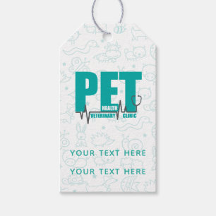 Étiquettes-cadeau Clinique vétérinaire moderne bleu promotionnel