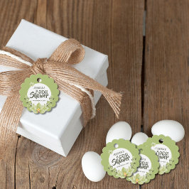 Étiquettes Cadeau Clivia Fleuraux Vert Aquarelle pour une Baby Showe