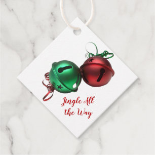 Étiquettes Cadeau Cloches à sonnettes rouges et vertes