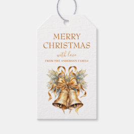 Étiquettes-cadeau Cloches de Noël Or Élégantes Personnalisées