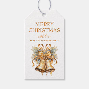 Étiquettes-cadeau Cloches de Noël Or Élégantes Personnalisées
