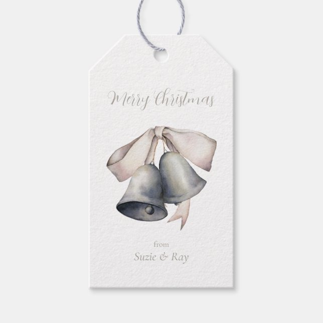 Étiquettes-cadeau Clochettes d'Argent de Noël (Devant)