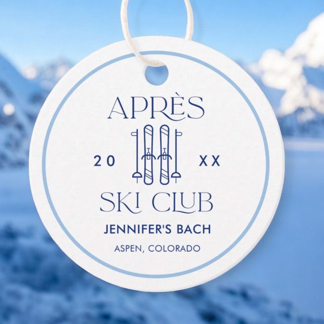 Étiquettes Cadeau Club Apres Ski Fête de Ski d'Hiver Bach  (Créateur téléchargé)