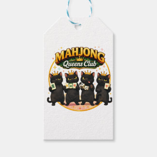 Étiquettes-cadeau Club des Reines de Mahjong Chats Noirs Mignons