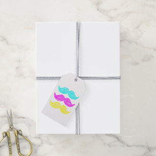 Étiquettes-cadeau CMY Mustaches (style presse-lettres)