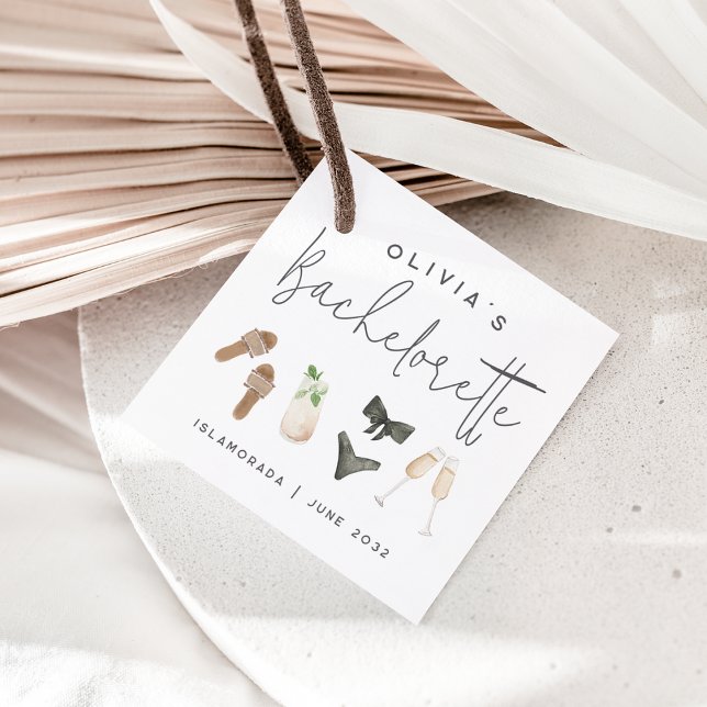 Étiquettes Cadeau Coastal Summer Neutrals Bachelorette Party (Créateur téléchargé)