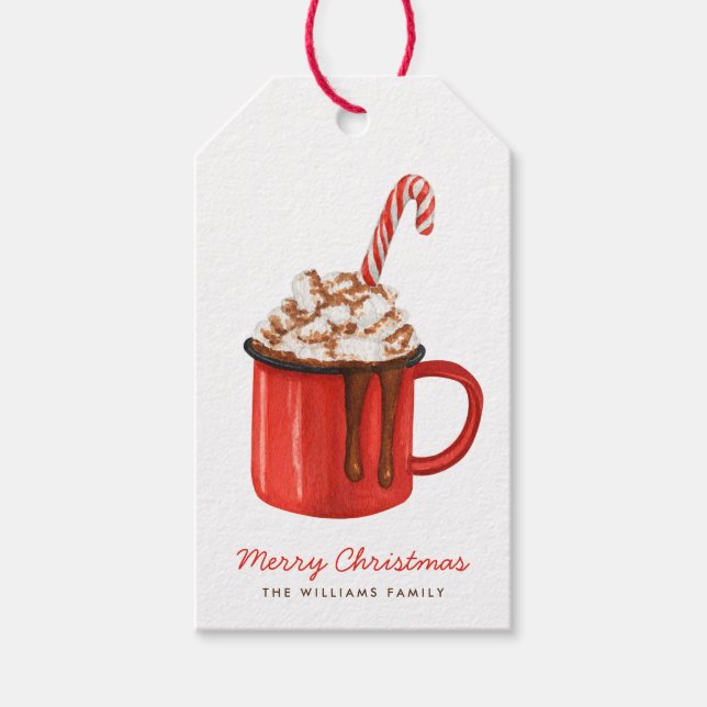 Étiquettes-cadeau Coca chaud et Sucre de canne de Noël (Devant)