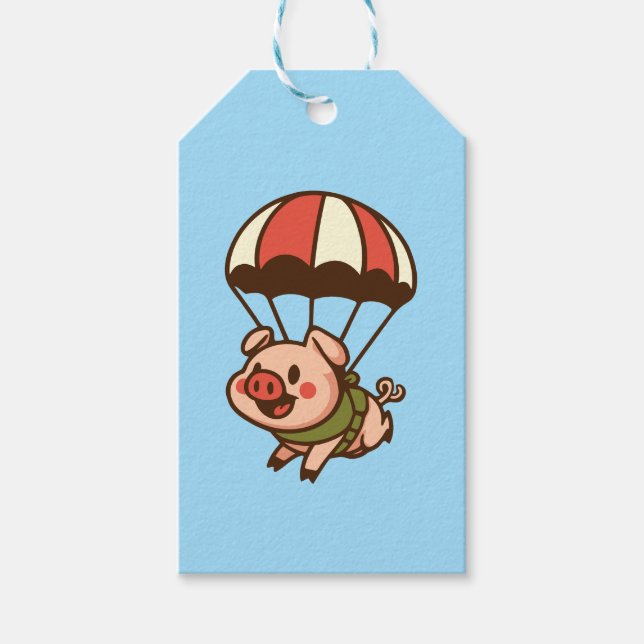 Étiquettes-cadeau Cochon de parachutisme (Devant)