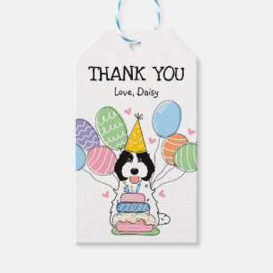 Étiquettes-cadeau Cockapo noir blanc Cavapoo fête d'anniversaire Fav