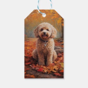 Étiquettes-cadeau Cockapou dans les feuilles d'automne automne autom