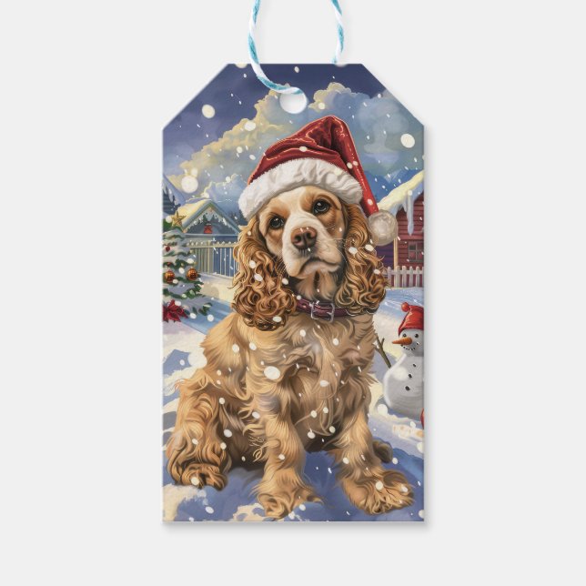 Étiquettes-cadeau Cocker Spaniel Winter Wonderland Noël Joie (Devant)