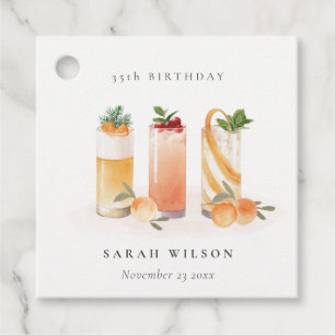 Étiquettes Cadeau Cocktail de fruits mignons Orange Blush Anniversai