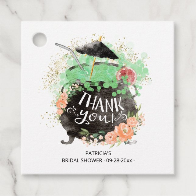 Étiquettes Cadeau Cocktail de punch de sorcière Fête des mariées d'H (Devant)