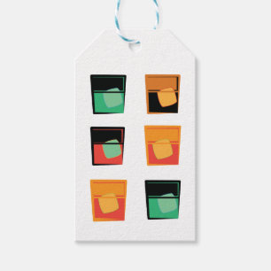 Étiquettes-cadeau Cocktail/Lunettes Bourbon en blanc - Balises cadea
