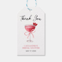 Étiquettes-cadeau Cocktail moderne Bow Fête des mariées rose Merci