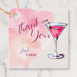 Étiquettes Cadeau Cocktail Pink Martini Merci cadeau d'anniversaire
