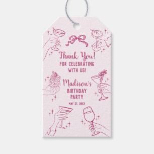 Étiquettes-cadeau Cocktail rose Fête Rétro Anniversaire Favoriser