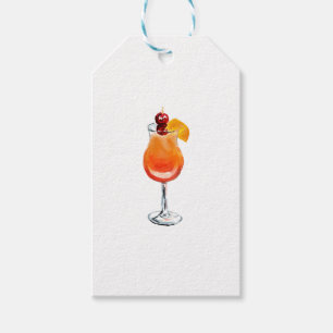 Étiquettes-cadeau Cocktail Tequila Sunrise aquarelle