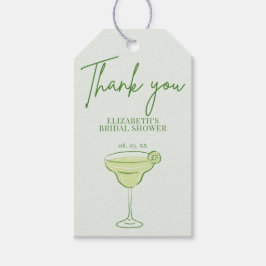 Étiquettes-cadeau Cocktail vert à main Lime Script Merci