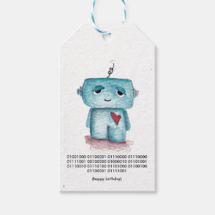Étiquettes-cadeau Code binaire Joyeux Balise d'anniversaire - Robot