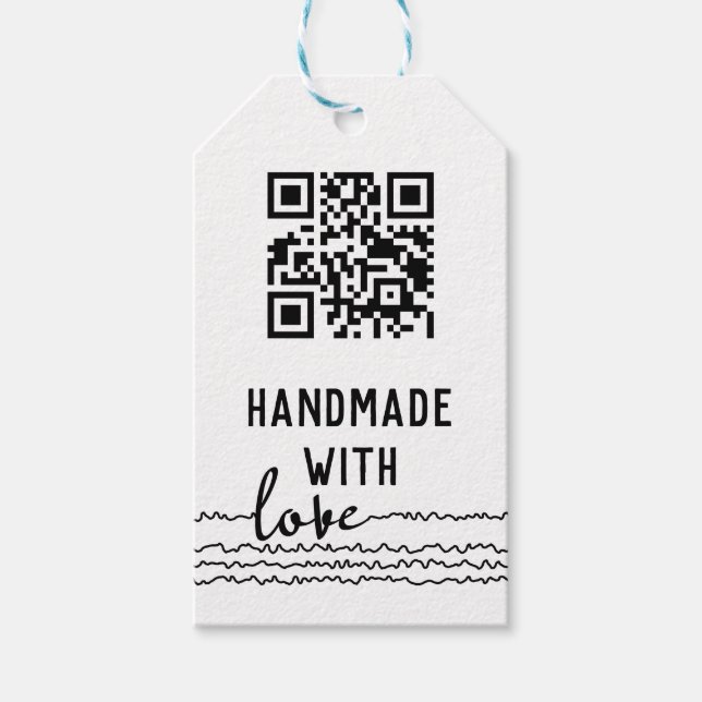 Étiquettes-cadeau Code QR Entreprise Fabriqué Avec Amour (Devant)