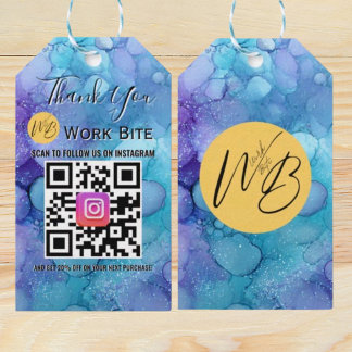 Étiquettes-cadeau Code QR Instagram Entreprise Aquarelle Merci