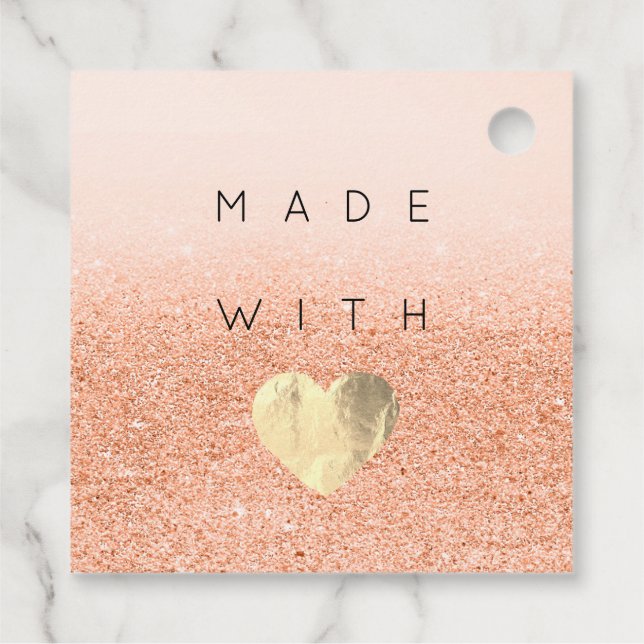 Étiquettes Cadeau Code remise Logo Gold Heart Merci Parties scintill (Dos)