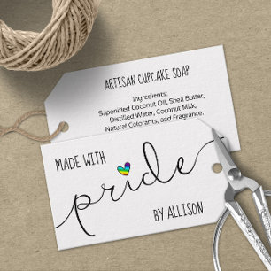 Étiquettes-cadeau Cœur Arc-en-ciel Fait avec Fierté Artisan LGBTQ