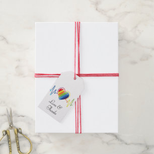 Étiquettes-cadeau Coeur arc-en-ciel Gay pride Abstrait artistique