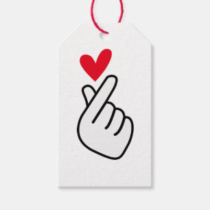 Étiquettes-cadeau cœur avec les doigts coréen