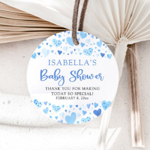 Étiquettes Cadeau Cœur Bleu Saint-Valentin Chéri Baby Shower
