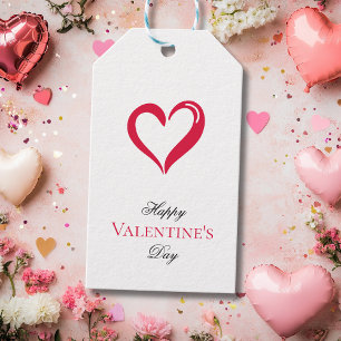 Étiquettes-cadeau Cœur cramoisi simple Cadeau de Saint-Valentin joye