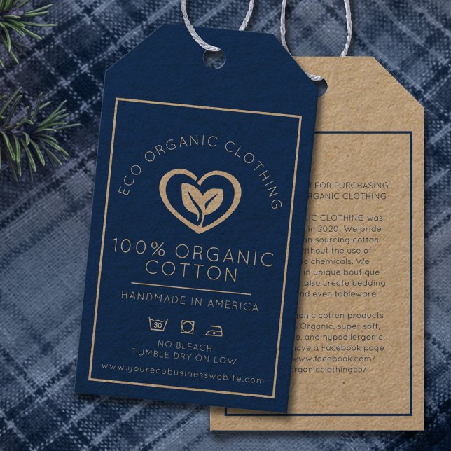 Étiquettes-cadeau Coeur d'affaires en coton biologique feuilles info (Créateur téléchargé)
