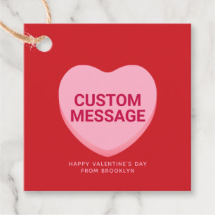 Étiquettes Cadeau Coeur de conversation de message personnalisé roug