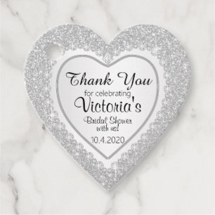 Étiquettes Cadeau Coeur de diamant blanc sur Faux Parties scintillan