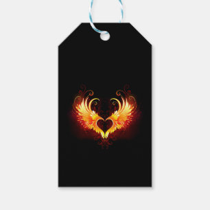 Étiquettes-cadeau Coeur de feu ange avec ailes
