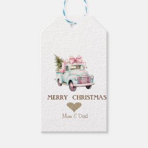 Étiquettes-cadeau Coeur d'or, Pins de Voiture Bleue Noël