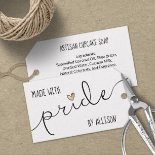 Étiquettes-cadeau Cœur en Or Fabriqué avec Fierté Artisan LGBTQ