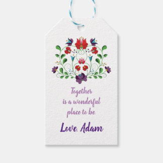 Étiquettes-cadeau Cœur floral avec citation