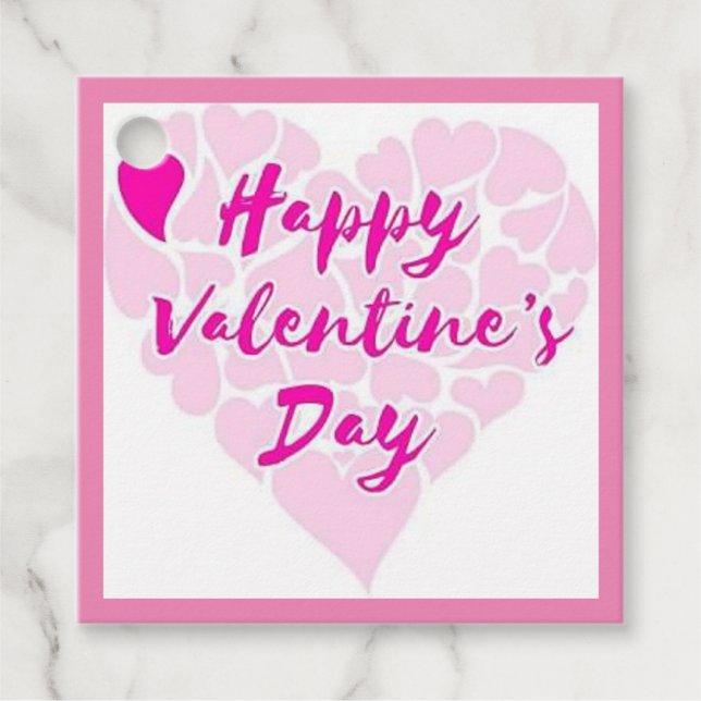 ÉTIQUETTES CADEAU COEUR "HEUREUSE SAINTE-VALENTIN" (Devant)