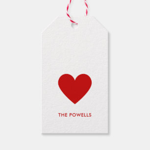 Étiquettes-cadeau Coeur moderne Rouge et blanc Pois Chic Custom